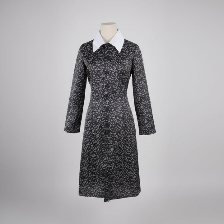 Dames Halloweenkostuum gothic schoolmeisje met witte kraag en lange mouwen, feestoutfit