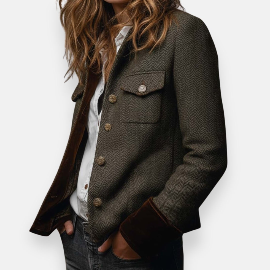 Dames Blazer Visgraat met Knoopsluiting - Getailleerd Model