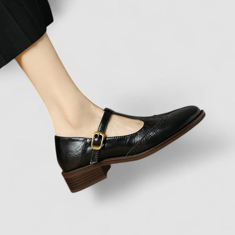 Leren Mary Jane-schoenen met T-bandje en gesp