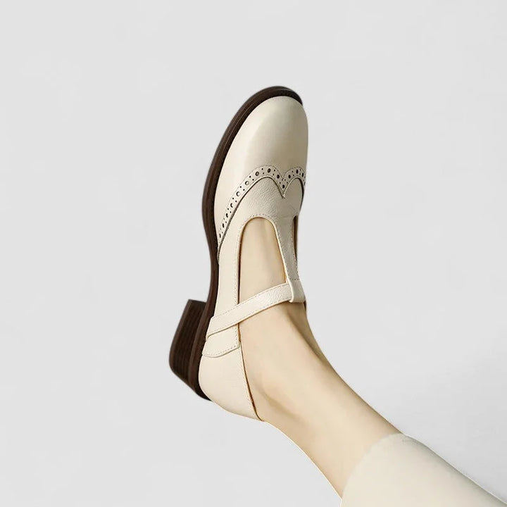 Leren Mary Jane-schoenen met T-bandje en gesp