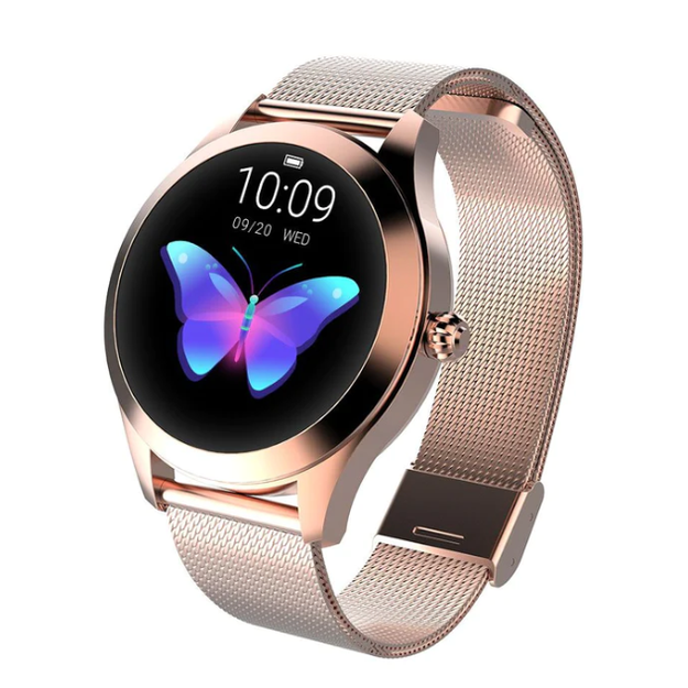 Dames smartwatch rond mesh verstelbaar oplaadbaar digitaal display