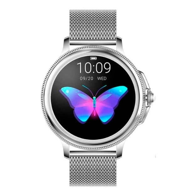 Dames smartwatch rond mesh verstelbaar oplaadbaar digitaal display