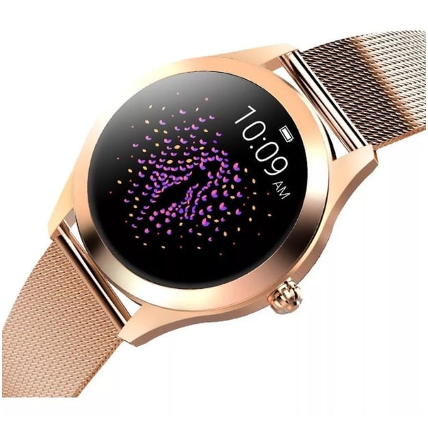 Dames smartwatch rond mesh verstelbaar oplaadbaar digitaal display