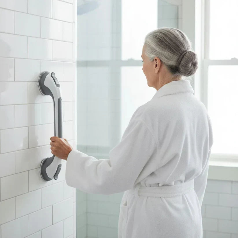 Zuignaphandgreep voor de douche, veiligheidsgreep voor de badkamer zonder boren, 15,7 inch