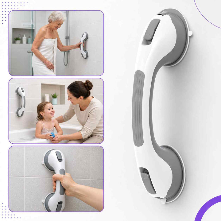 Zuignaphandgreep voor de douche, veiligheidsgreep voor de badkamer zonder boren, 15,7 inch